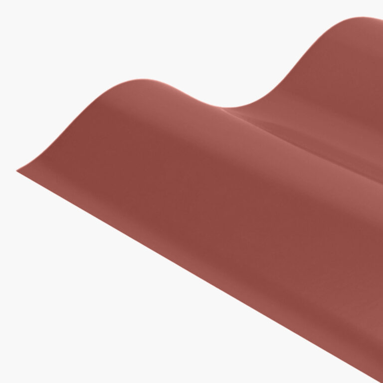 Unicote Tasman Range.Unicote Corrugated Steel Sample Snapshot in the Colour Sunset Red. HEX Colour Code#8d4941